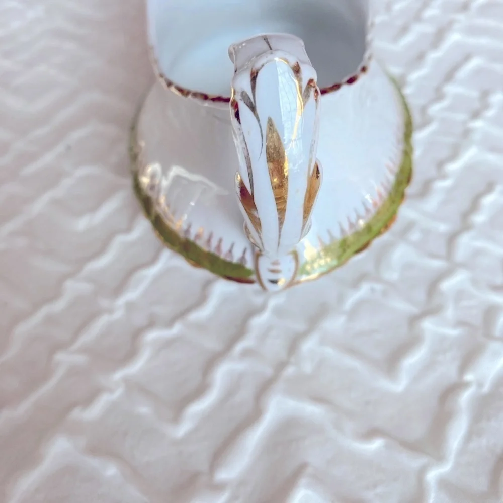 Homer Laughlin Gravy Sauce Boat Elegant White Green